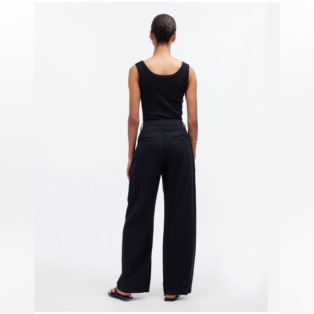 Madewell Harlow Wide Leg Pant True Black Linen Cotton Sz 6 NWT - Picture 15 of 16